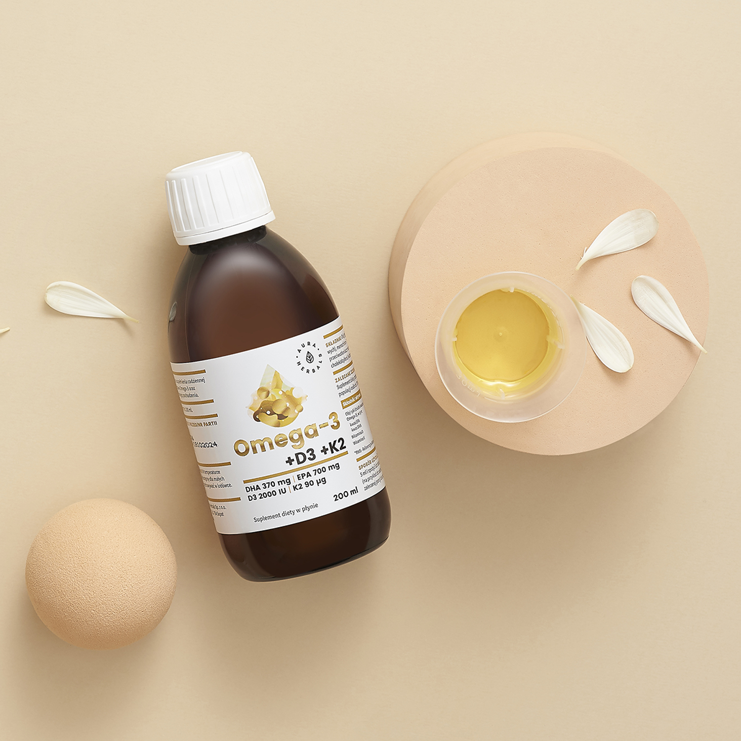 Omega-3 370 DHA + D3 2000IU + K2, płyn 200 ml
