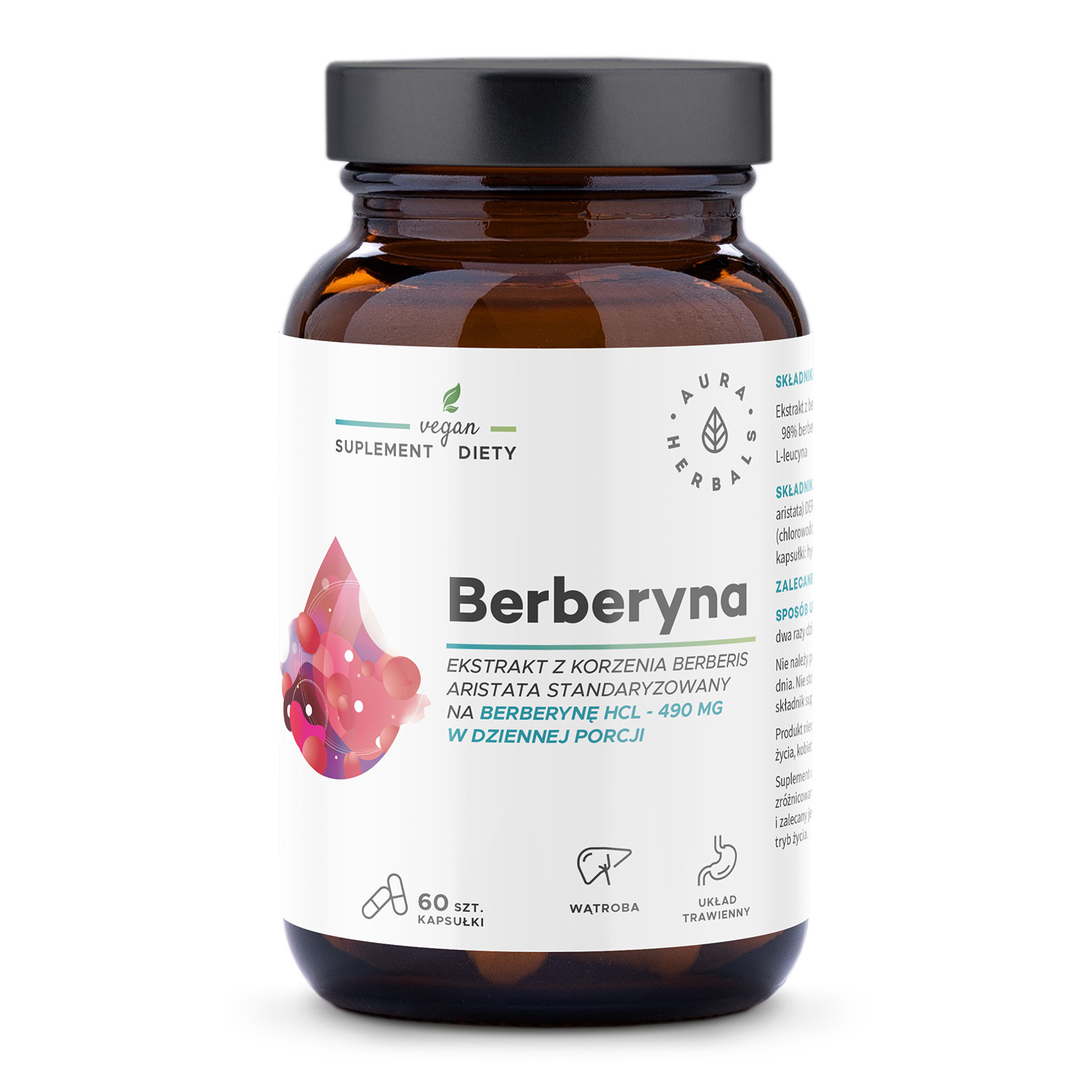 Berberyna 490 mg, HCL, Berberis aristata, kapsułki 60 szt.