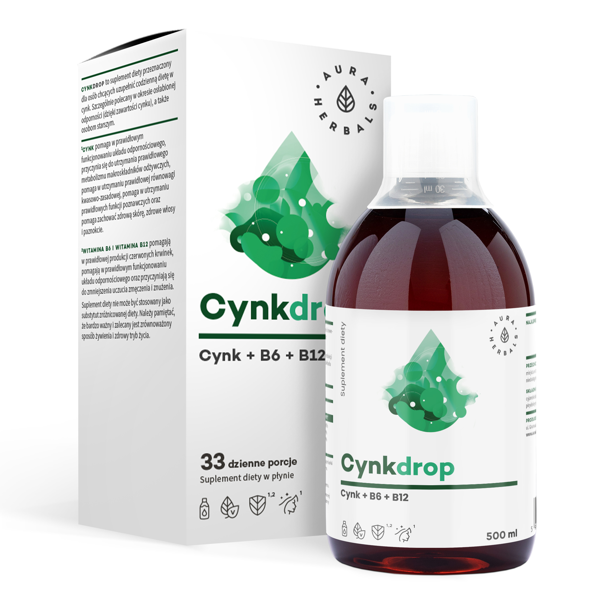 Cynkdrop, Cynk + B6 + B12, płyn 500 ml