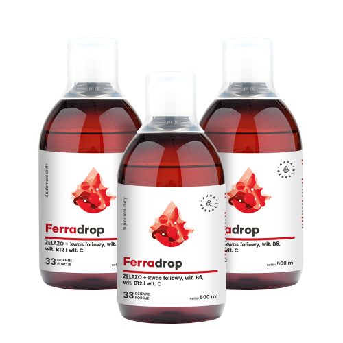 Ferradrop, żelazo w płynie - zestaw na 3 miesiące stosowania