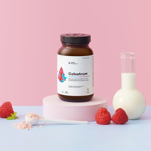 Colostrum 500 mg, słodka malina, proszek 66 g